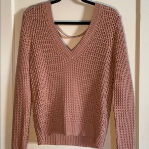 Dusty Pink V-Neck Knit Sweater